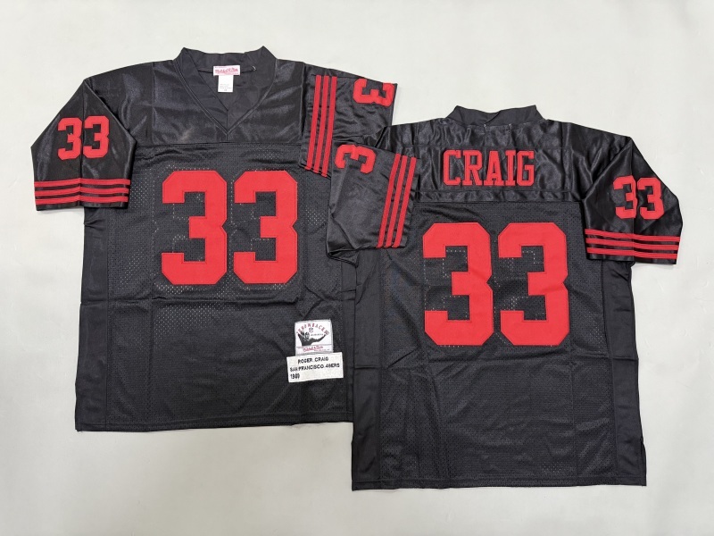 Men 2025 San Francisco 49ers #33 Craig black Throwback Limited NFL Jersey style 001